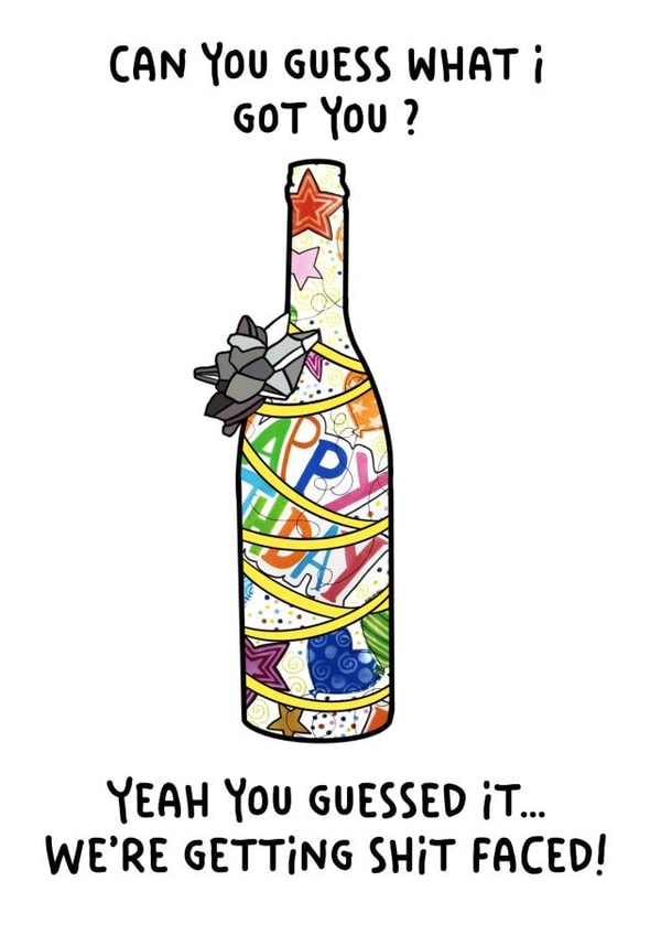 Funny wine alcohol bottle wrapped up card created by Jungle Beat Creations