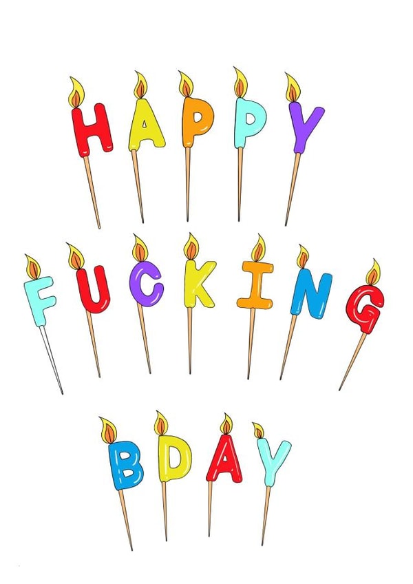 Happy Fucking Birthday Card - Written in Candles created by Jungle Beat Creations