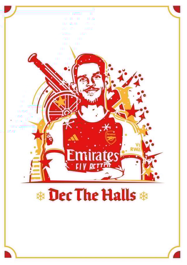 Declan Rice Arsenal Christmas Card - Dec The Halls created by Joe Baines Graphic Design and Illustration