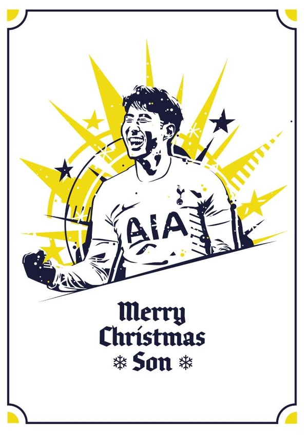 Son Heung Min Tottenham Christmas Card - Merry Christmas Son created by Joe Baines Graphic Design and Illustration