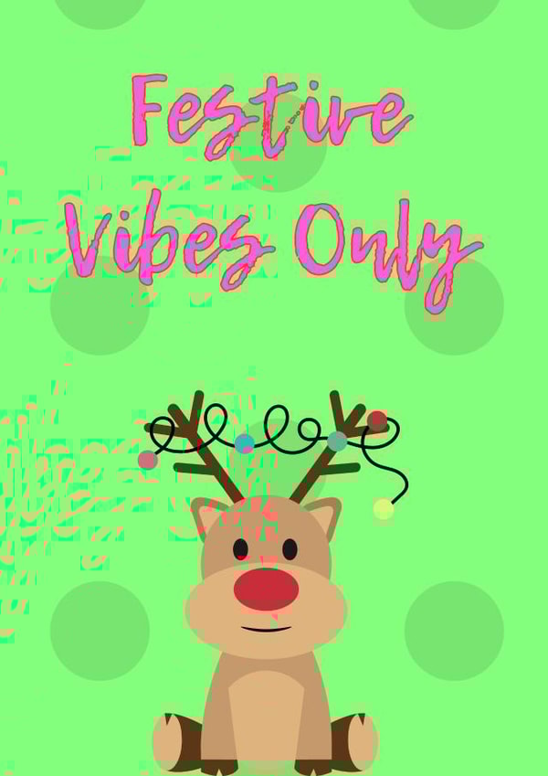 Cute festive Christmas Reindeer Rudolph neon colorful card for kids, friends created by Annie Marie Prints