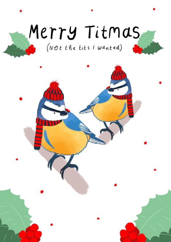 Funny and cute Christmas card for your tit loving friends. created by Rebecca Collins