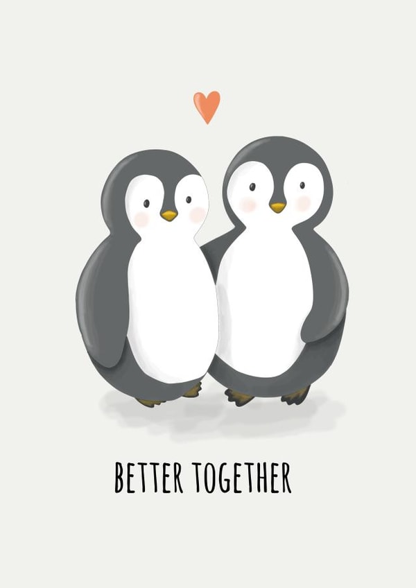 Cute Love Card with Penguins for your loved ones created by Creative Elle