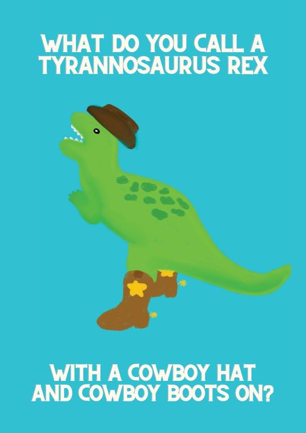 Cute funny dinosaur card created by Doodleroo