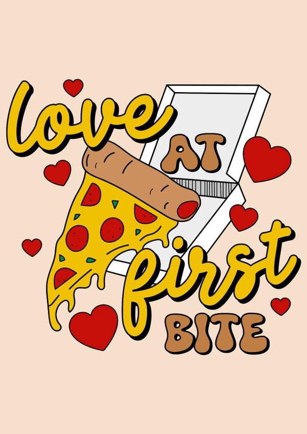 Cute Valentines card - Love at First Bite - Pizza created by @sophie robbens