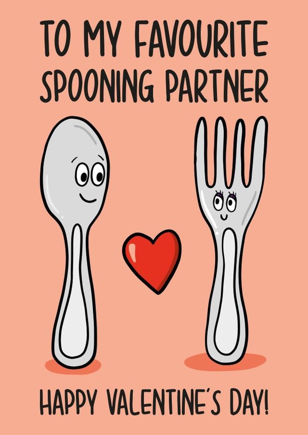Cute Valentines Day Card - Favourite Spooning partner created by TeePee Creations