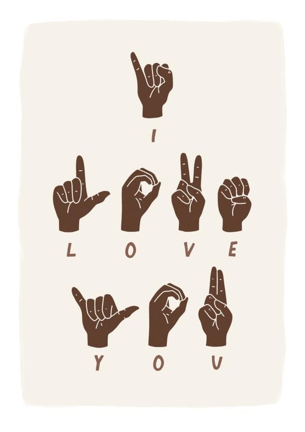 Cute Valentines card - I love you - American Sign Language created by Elena Smith