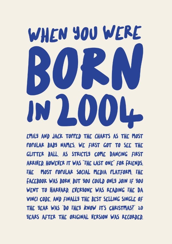 Born 2004 Birthday card - 21st created by Poppy Lane