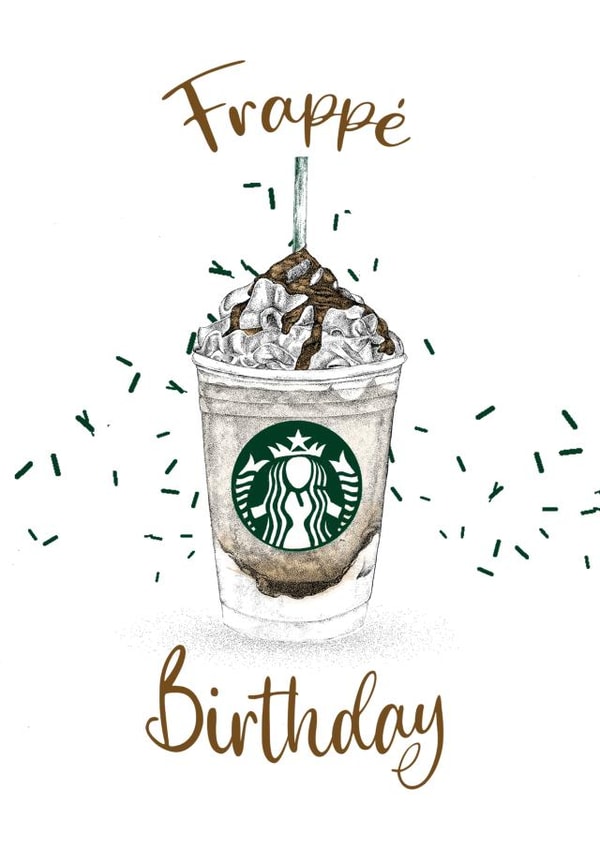 Cute Birthday Card for a Coffee Lover - Frappe Birthday created by Elise Brown