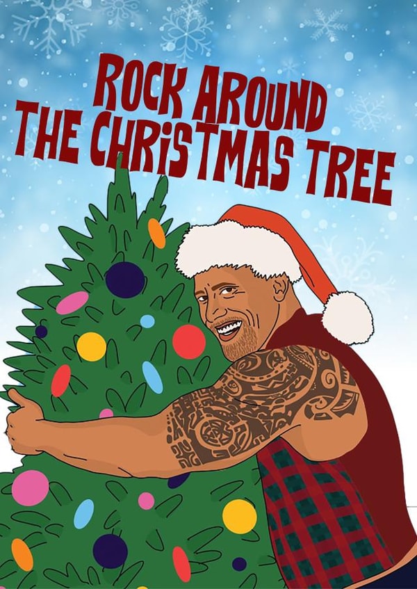 Punny Christmas Card - Rockin' around the Christmas Tree - The Rock created by Mel @ DeadHead Designs
