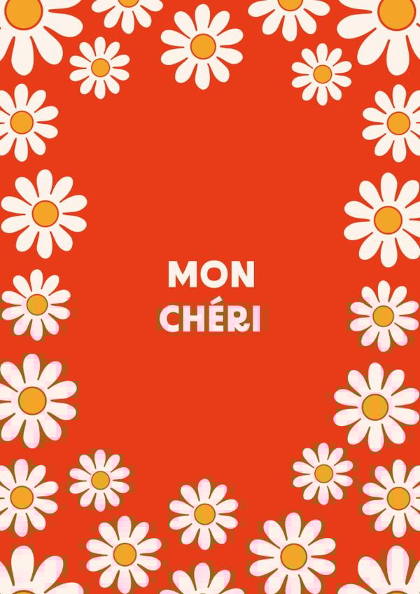 Mon Cheri - Cute Retro Flowers Romantic Card- Valentines Day created by Essentially Nomadic Designs