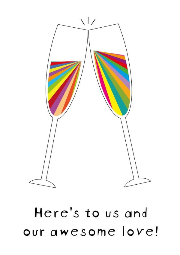 Fun Valentine's Day Card For Significant Other - Champagne Glasses Toasting created by size3art