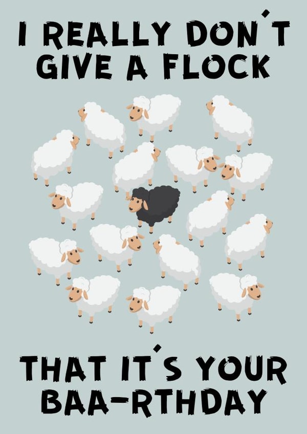Funny Birthday Card - I Really Don't Give A Flock - Sheep created by Designs By Andy