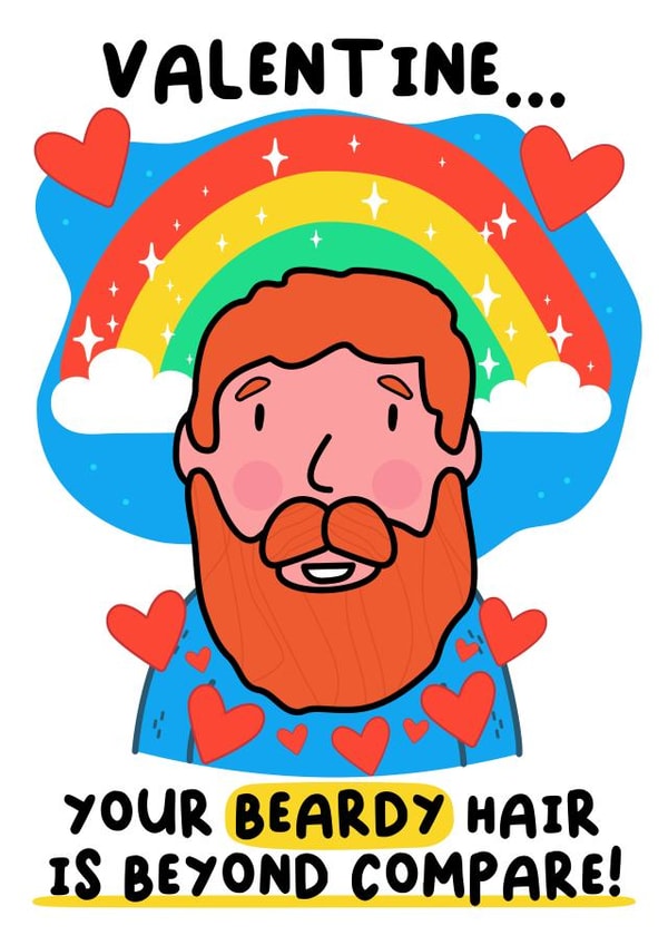 Cute Valentines Card - Beardy - Ginger created by Alex Dato