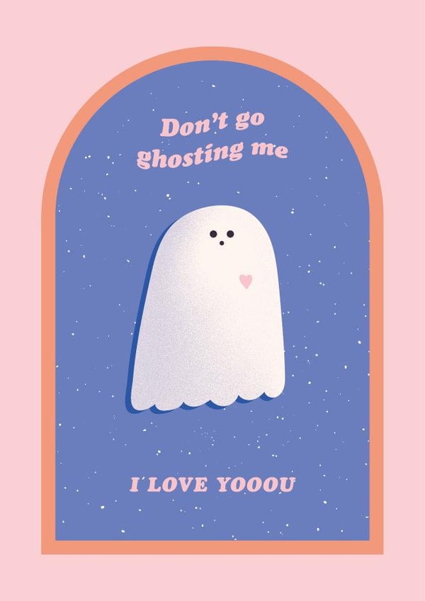 Cute Ghost Valentines Card - Don't go Ghosting me created by Pig + Plums