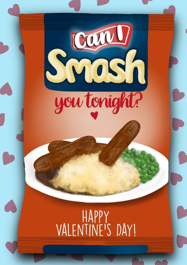 Naughty Valentine’s Day Card - Mashed Potato - Can I Smash You Tonight? created by I Draw Stuff 