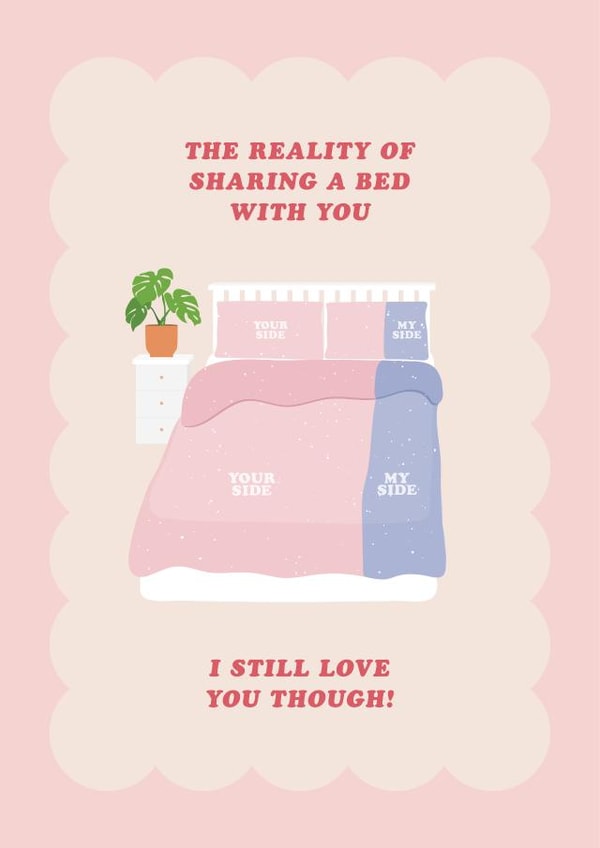 Funny Valentine Card - Your Side vs My Side created by Pig + Plums