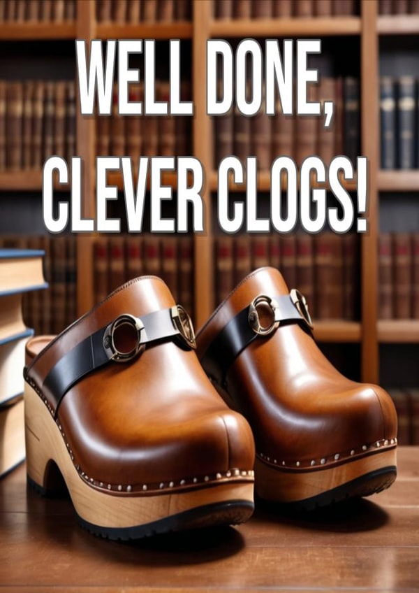 Funny Clever Clogs Card For Graduation Or Passing Exams created by Athena Dee Designs