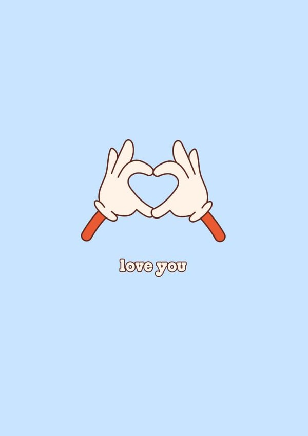 Love You Retro Style Illustration Valentine's Day Card created by Kate Rucker