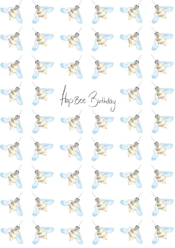 Cute birthday card - watercolour - Hap-Bee Birthday created by JuBee Illustrations