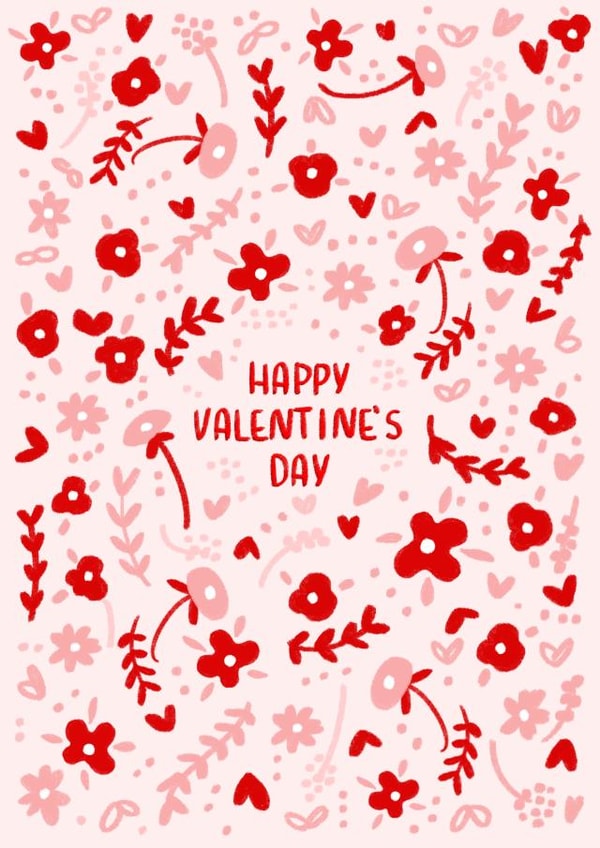 Happy Valentine's Day card - pretty flowers created by Valeria Frustaci