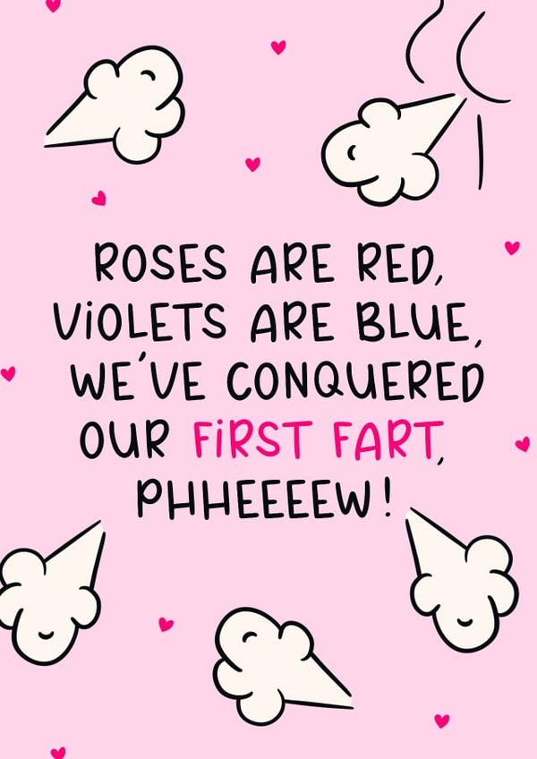 Funny Valentine’s Card - Couples - First Fart created by Lisa Wardle