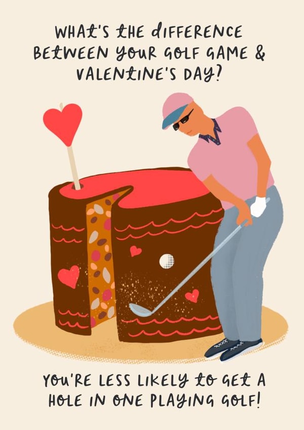 Rude Valentine’s Card - Golf - Hole in One created by patternmuse