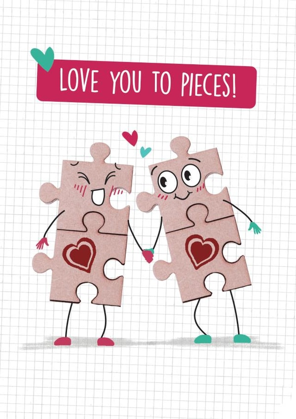 Funny Valentine Card - Cute love you to pieces - Jigsaw created by Quitting Hollywood
