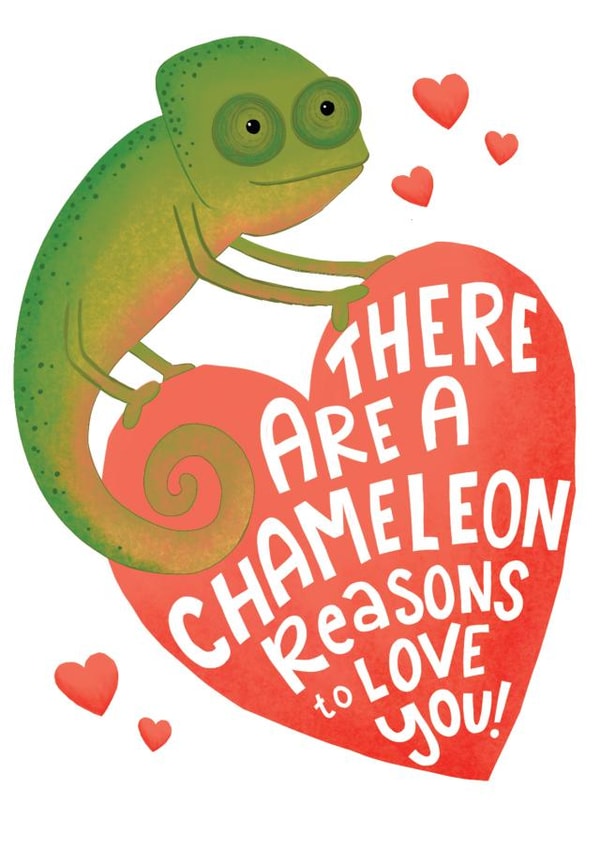 Cute Valentine's Day Card - Chameleon reasons to Love You! created by Fox Card Co
