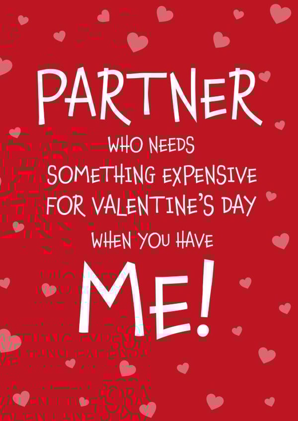 Cheeky Valentine's Day Card - Who needs something expensive? - Partner created by Designed by Woobrew