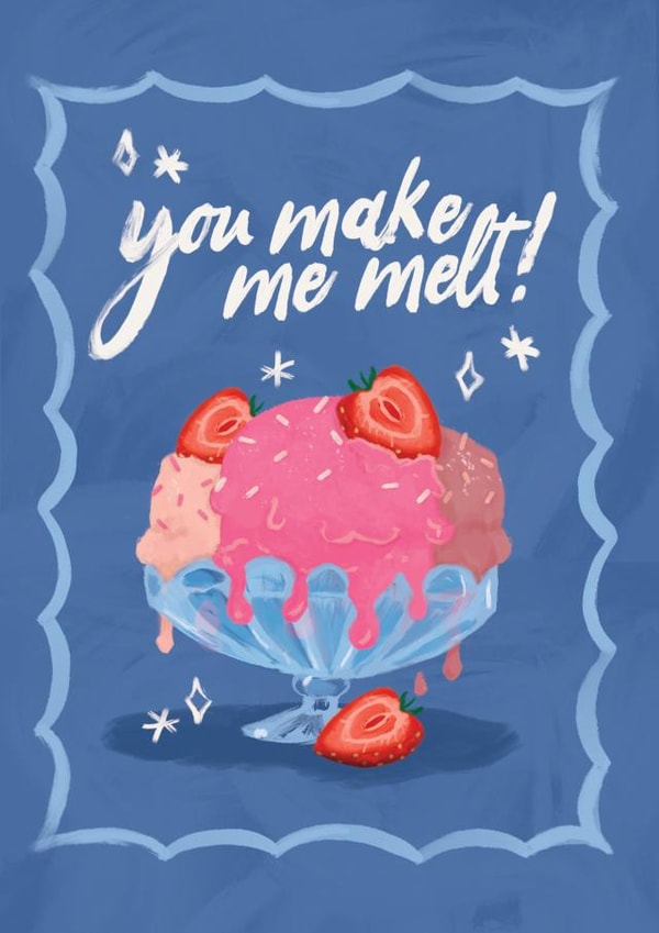 Cute Food Valentine's card - You make me melt - Ice cream sundae created by Quitting Hollywood