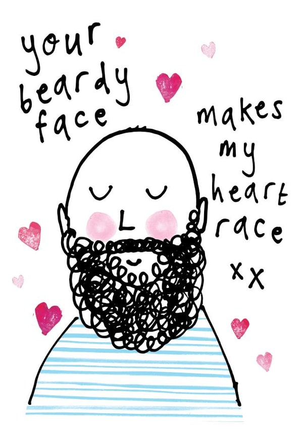 Funny Valentine's Anniversary Card - Your Beardy Face created by Bow & Bell