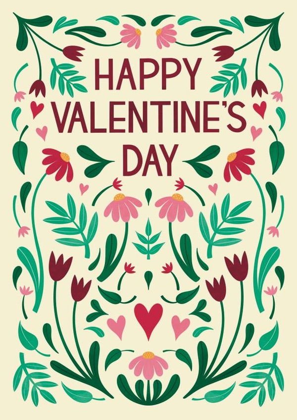 Pretty Valentine's Day Card – Love & Flowers – Botanical created by Chloe Tyler