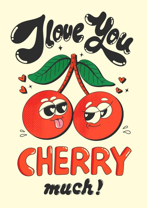 Retro Valentine's Day & Anniversary card - I love you cherry much created by Kasia Cards