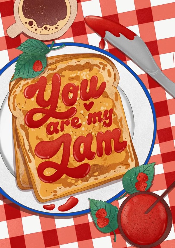 Tasty Valentine's Day or Anniversary Card - 'You're My Jam' - Toast and Jam created by Kasia Cards