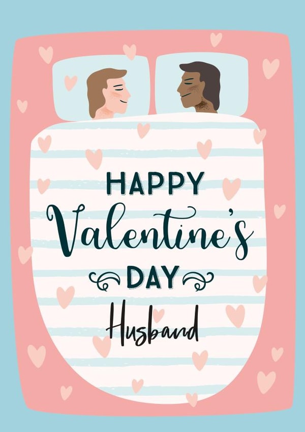 Cute Happy Valentines Day Card - Husband created by Geordies Love Gin