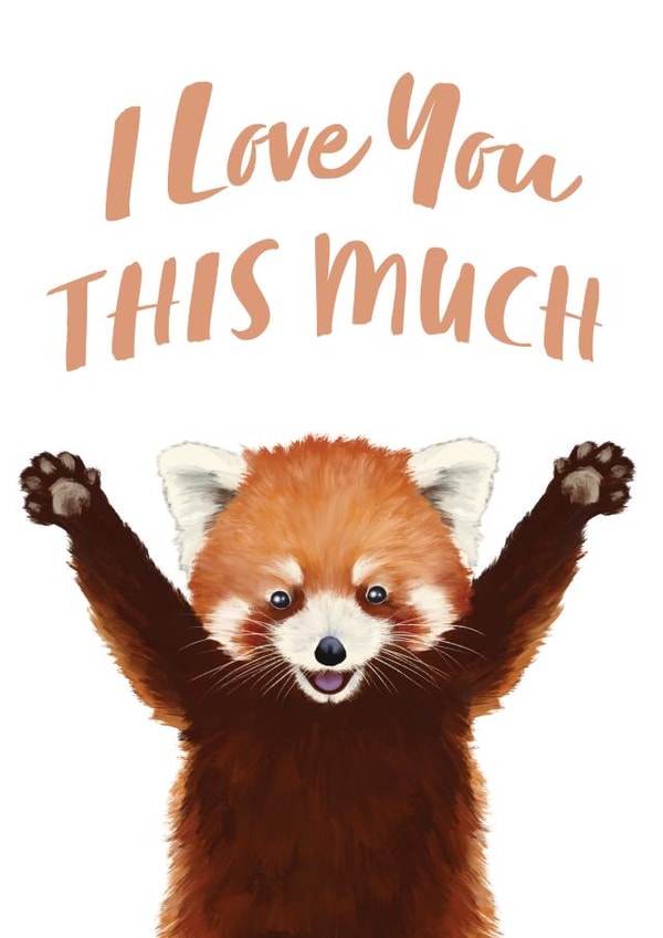 Cute Red Panda Card for Significant Other - I Love You THIS MUCH created by Debbie Daley Illustrations