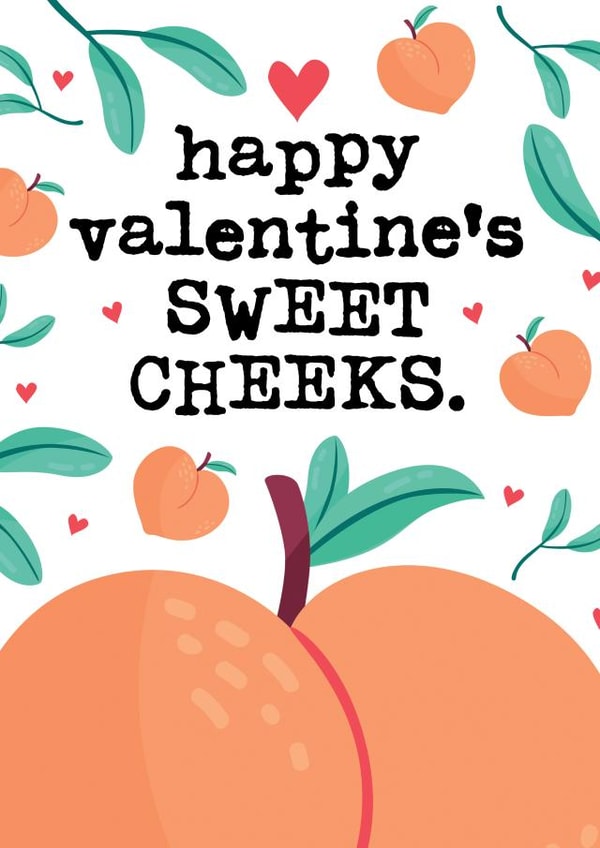 Happy Valentine's Sweet Cheeks - Funny Cheeky Card for Boyfriend / Girlfriend created by Mrs Best Paper Co.
