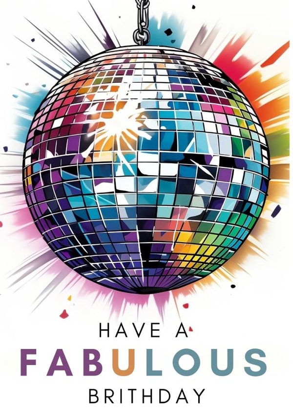 FABULOUS Birthday Card, Glamours for any Disco, Ballroom Dancing FAN created by ONI - Imaginative Art