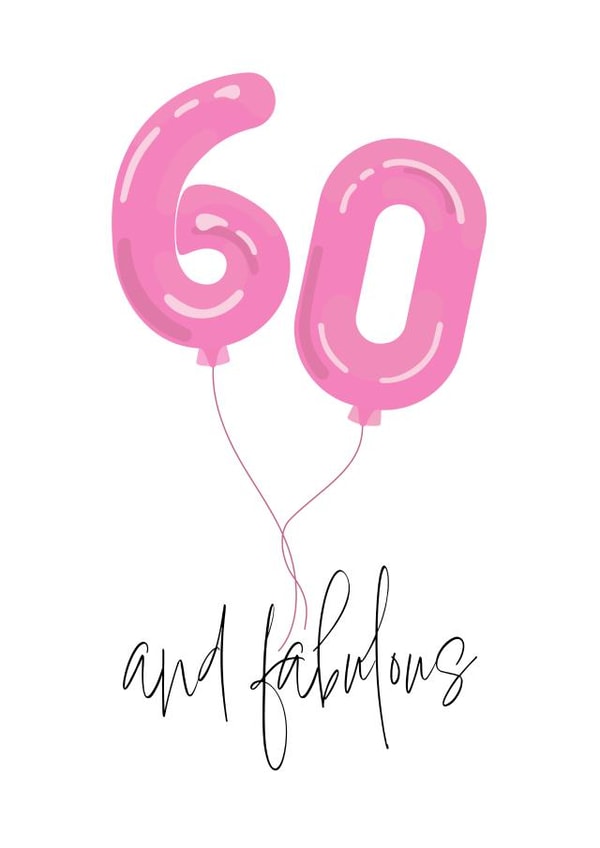Cute 60th Birthday Card - Number Balloons created by @cackhandedcreations