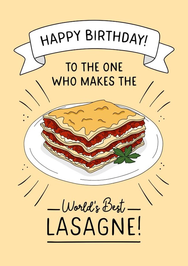 Cute Lasagne Birthday card - for a special cook! created by Evie Garnett Designs