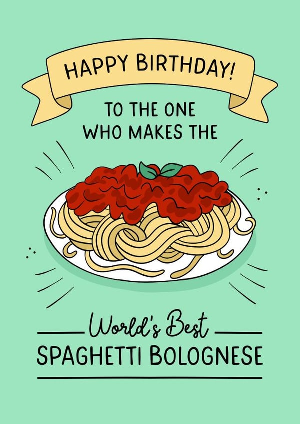 Cute Spaghetti Bolognese Birthday card - for a special someone! created by Evie Garnett Designs