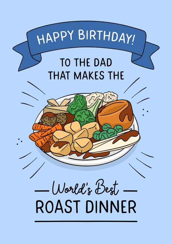 Cute Roast Dinner Birthday card - for a special Dad! created by Evie Garnett Designs
