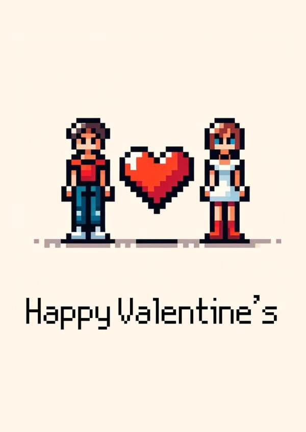 Cute Valentines Day Card - Retro Game created by Mark's Cards