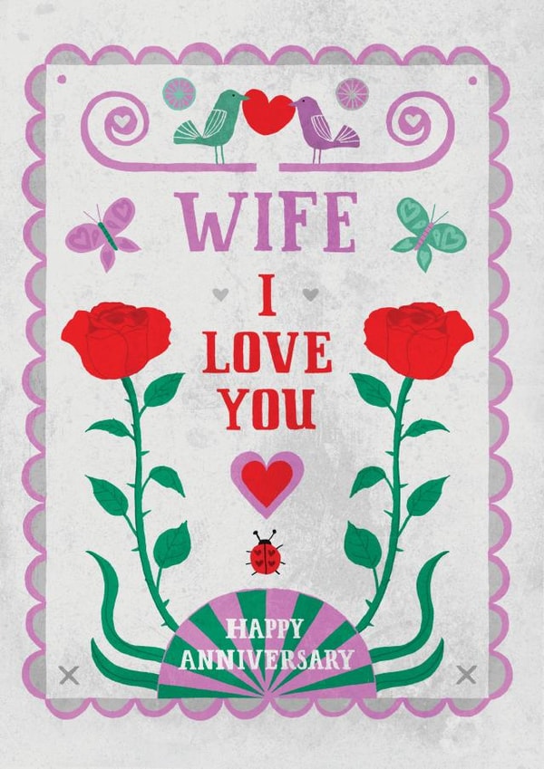 Pretty Anniversary card - for Wife created by Pencilface