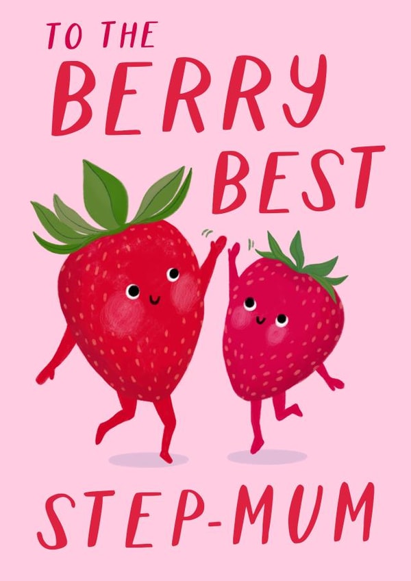 Cute Strawberry Mother's Day Card - Berry Best Step Mum - For Stepmother created by Painted Parasol Studio