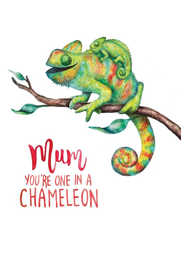 Punny Mothers day Card - One in a Chameleon Card created by Citrus Bunn