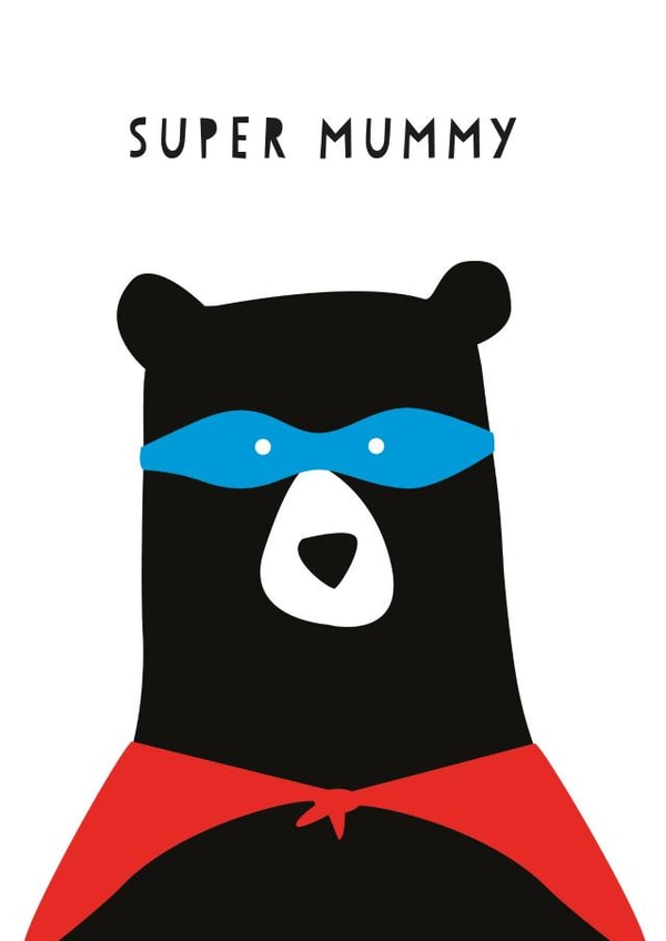 Cute Super Mummy Card - Mother's Day - Mummy Bear created by Heather Alstead Design LTD