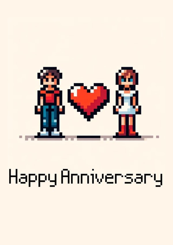 Cute Anniversary Card - Pixel Gaming created by Mark's Cards