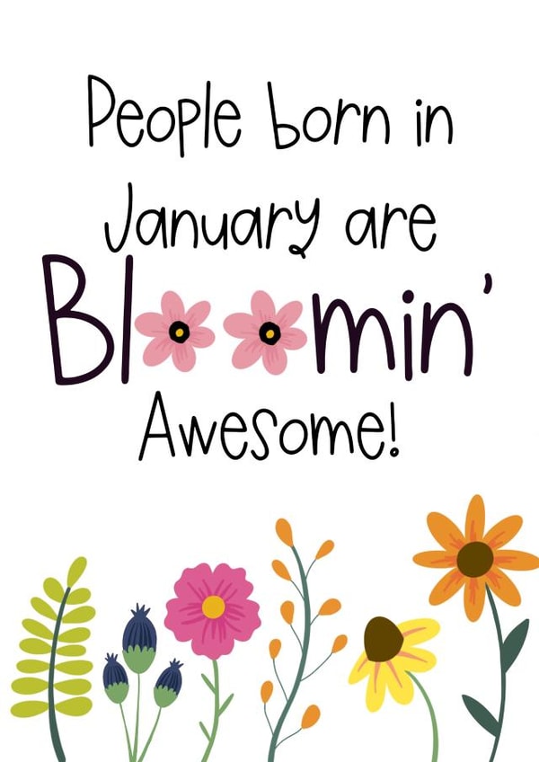 Cute floral happy birthday greeting card - flowers created by Naomi Park